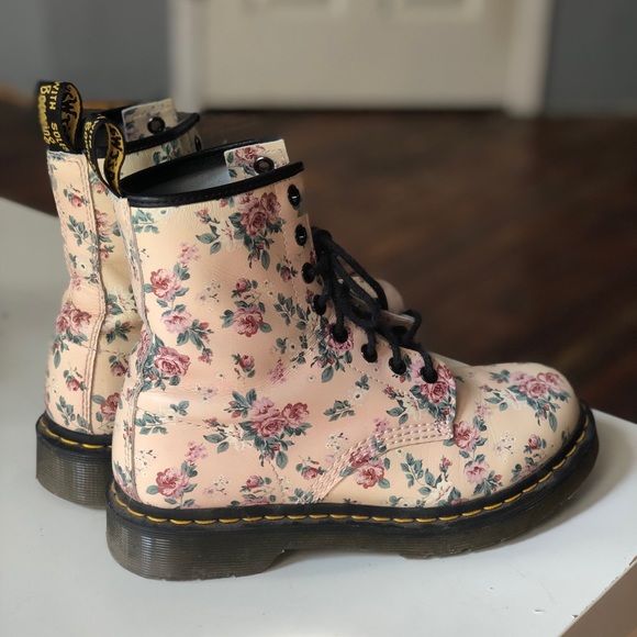 pink flower doc martens